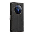 For Realme 12 Pro+ PU Genuine Leather Texture Embossed Line Phone Case(Black)