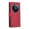 For Realme 12 Pro+ PU Genuine Leather Texture Embossed Line Phone Case(Red)