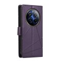 For Realme 12 Pro+ PU Genuine Leather Texture Embossed Line Phone Case(Purple)