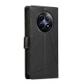 For Realme 12 5G PU Genuine Leather Texture Embossed Line Phone Case(Black)