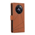For Realme 12 5G PU Genuine Leather Texture Embossed Line Phone Case(Brown)