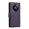 For Realme 12 5G PU Genuine Leather Texture Embossed Line Phone Case(Purple)