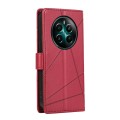 For Realme 12+ PU Genuine Leather Texture Embossed Line Phone Case(Red)