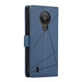 For Nokia 1.4 PU Genuine Leather Texture Embossed Line Phone Case(Blue)
