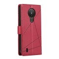For Nokia 1.4 PU Genuine Leather Texture Embossed Line Phone Case(Red)