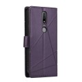 For Nokia 2.4 PU Genuine Leather Texture Embossed Line Phone Case(Purple)