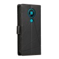 For Nokia 3.4 PU Genuine Leather Texture Embossed Line Phone Case(Black)