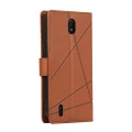 For Nokia C01 Plus PU Genuine Leather Texture Embossed Line Phone Case(Brown)