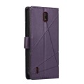 For Nokia C1 PU Genuine Leather Texture Embossed Line Phone Case(Purple)
