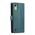 For Nokia C12 PU Genuine Leather Texture Embossed Line Phone Case(Green)