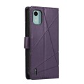 For Nokia C12 PU Genuine Leather Texture Embossed Line Phone Case(Purple)