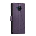 For Nokia C20 Plus PU Genuine Leather Texture Embossed Line Phone Case(Purple)