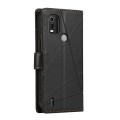 For Nokia C21 Plus PU Genuine Leather Texture Embossed Line Phone Case(Black)