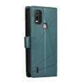 For Nokia C21 Plus PU Genuine Leather Texture Embossed Line Phone Case(Green)