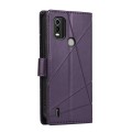 For Nokia C21 Plus PU Genuine Leather Texture Embossed Line Phone Case(Purple)