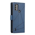 For Nokia C31 PU Genuine Leather Texture Embossed Line Phone Case(Blue)