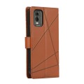 For Nokia C32 PU Genuine Leather Texture Embossed Line Phone Case(Brown)