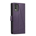 For Nokia C32 PU Genuine Leather Texture Embossed Line Phone Case(Purple)