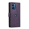For Motorola Moto G14 PU Genuine Leather Texture Embossed Line Phone Case(Purple)
