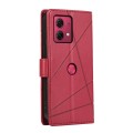 For Motorola Moto G84 PU Genuine Leather Texture Embossed Line Phone Case(Red)