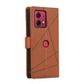 For Motorola Moto G84 PU Genuine Leather Texture Embossed Line Phone Case(Brown)