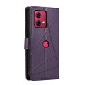 For Motorola Moto G84 PU Genuine Leather Texture Embossed Line Phone Case(Purple)