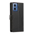 For Motorola Moto G34 PU Genuine Leather Texture Embossed Line Phone Case(Black)