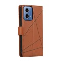For Motorola Moto G34 PU Genuine Leather Texture Embossed Line Phone Case(Brown)