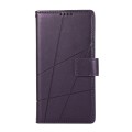 For Motorola Moto G34 PU Genuine Leather Texture Embossed Line Phone Case(Purple)