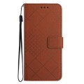 For Motorola Moto G52J 5G Rhombic Grid Texture Leather Phone Case(Brown)