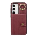 For Samsung Galaxy A24 4G / A25 5G Brushed Texture Wallet Ring Holder Phone Case(Dark Red)