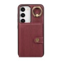 For Samsung Galaxy A33 5G Brushed Texture Wallet Ring Holder Phone Case(Dark Red)