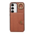 For Samsung Galaxy Galaxy S22+ 5G Brushed Texture Wallet Ring Holder Phone Case(Brown)