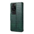 For Huawei P60 Denior Crocodile Texture Oil Edge Leather Phone Case(Green)