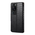 For Huawei P60 Denior Crocodile Texture Oil Edge Leather Phone Case(Black)