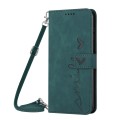For Samsung Galaxy A05s Skin Feel Heart Embossed Leather Phone Case with Long Lanyard(Green)