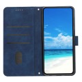 For OPPO Reno11 5G Global Skin Feel Heart Embossed Leather Phone Case with Long Lanyard(Blue)