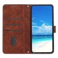 For Xiaomi Redmi Note 13 Pro Skin Feel Heart Embossed Leather Phone Case with Long Lanyard(Brown)