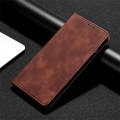 For Motorola Moto G34 5G Skin Feel Magnetic Leather Phone Case(Dark Brown)