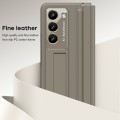 For Samsung Galaxy Z Fold5 5G Integrated Leather Texture PU + PC Full Coverage Phone Case(Light Brow