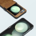 For Samsung Galaxy Z Flip5 ABEEL Hinge Retro Litchi Texture PU Phone Case(Brown)