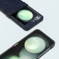 For Samsung Galaxy Z Flip5 ABEEL Hinge Retro Litchi Texture PU Phone Case(Blue)
