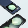 For Samsung Galaxy Z Flip5 ABEEL Hinge Genuine Leather Luolai Series Phone Case(Dark Blue)