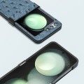 For Samsung Galaxy Z Flip5 ABEEL Hinge Genuine Leather Ostrich Texture Phone Case(Blue)