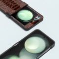 For Samsung Galaxy Z Flip5 ABEEL Hinge Genuine Leather Weilai Series Phone Case(Coffee)