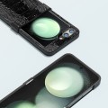 For Samsung Galaxy Z Flip5 ABEEL Hinge Genuine Leather Weilai Series Phone Case(Black)