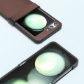 For Samsung Galaxy Z Flip5 ABEEL Hinge Genuine Leather Xiaoya Series Phone Case(Coffee)