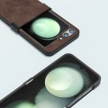 For Samsung Galaxy Z Flip5 ABEEL Three-stage PU Leather Black Edge Phone Case(Coffee)