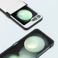 For Samsung Galaxy Z Flip5 ABEEL Three-stage Genuine Leather Elegant Black Edge Phone Case(White)