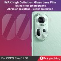 For OPPO Reno11 5G Global 2 PCS/Set IMAK HD Glass Rear Camera Lens Film